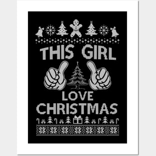 This Girl Loves Christmas Shirt - Funny Ugly Christmas Sweater Posters and Art